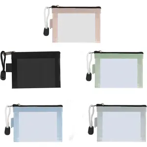 Classycoo Mini Zipper Mesh Bags 5 Pack, 3" x 4.3" Nylon Small Zipper Mesh Pouch Key Credit Card Holder, Coin Purse, Portable Travel Makeup Cosmetic Bags Organizer for Lipstick(5 Colors, Pink)