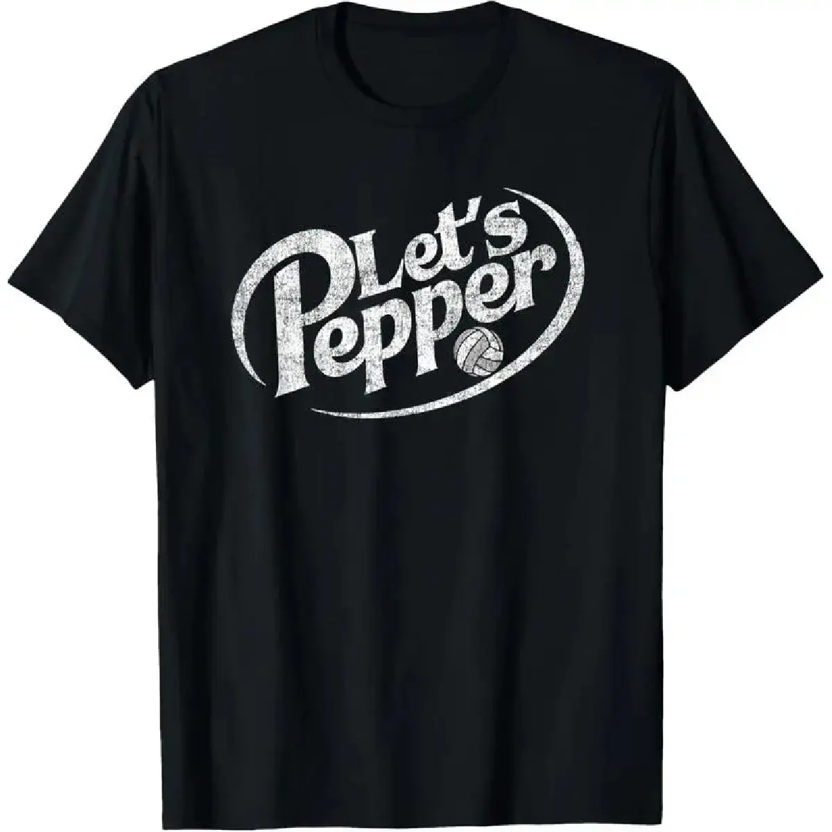 100% Cotton Unisex Volleyball Let's Pepper Practice Distressed Design Round Neck Short Sleeve T-Shirt Women's Men Graphic Tee