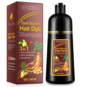 SEFUDUN 3-in-1 Brown Hair Dye Shampoo, Semi-permanent Coverage for Gray Hair, Unisex, Herbal Fast-Acting Hair Dye Shampoo, Long-Lasting Dark Color, 500ml