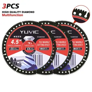 YUVIC 1PCS/3PCS 4.5" Multi-Material Cutting Blade No-Chipping Saw Blade Dry Cut Porcelain, Ceramic, Marble & Granite Angle Grinder Tool