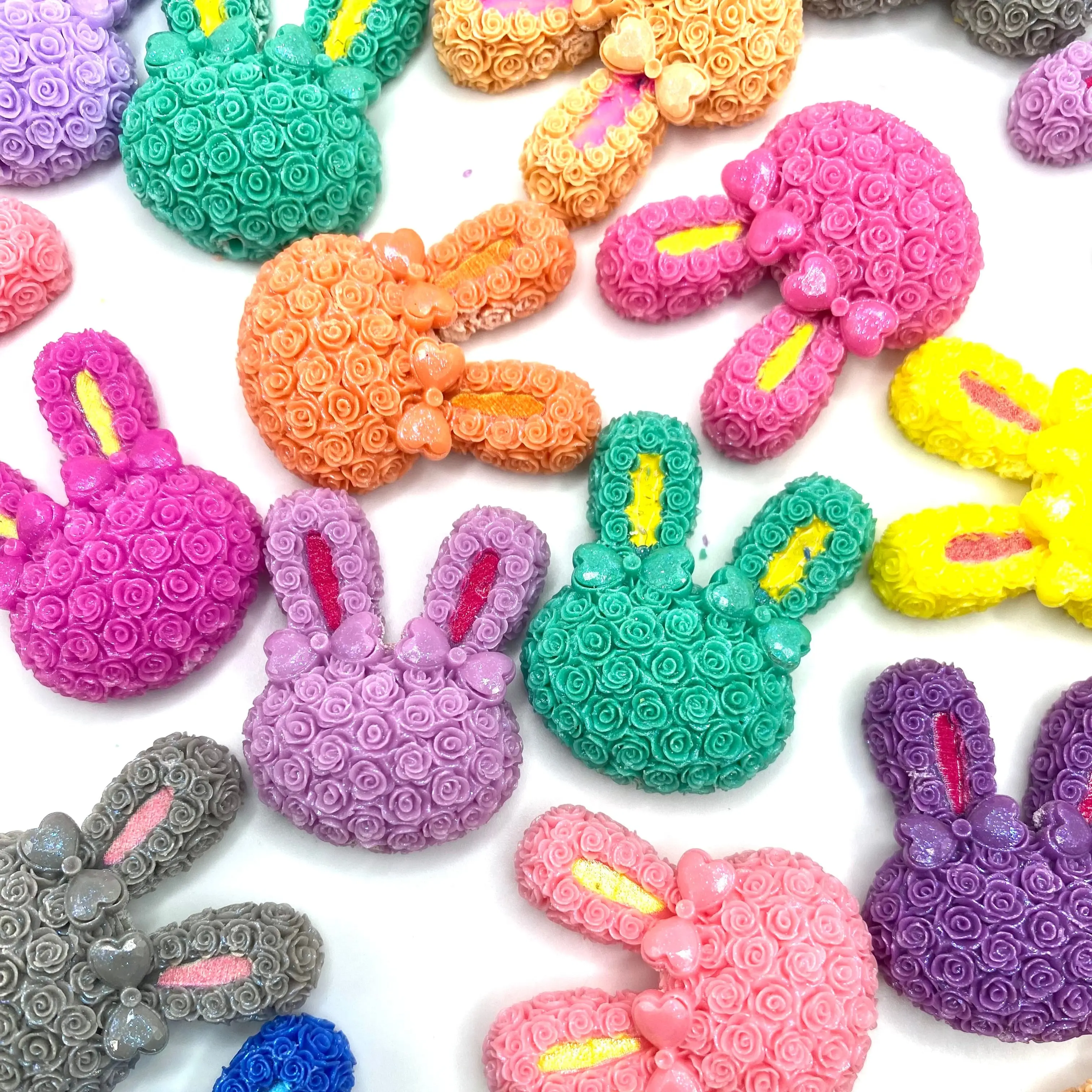 Easter Bunny Squad Acrylic Beads - Random Mix Colorful Bunny Shape Bead Diy Jewelry Making