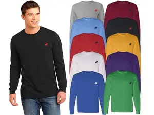 *CHOOSE YOUR COLOR*  Men's Assorted Colors 100% Cotton Long Sleeve T-Shirts Classic Stylish Soft Top Crewneck Shirts Perfect for Casual Club Wear Menswear Plain