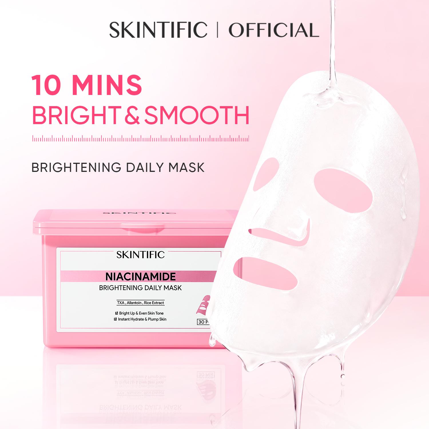 [New Launch] SKINTIFIC Glow & Smooth Combo - Niacinamide Brightening Daily Mask +AHA BHA PHA Exfoliating Pads Exfoliate, brighten, and hydrate in just 2 steps