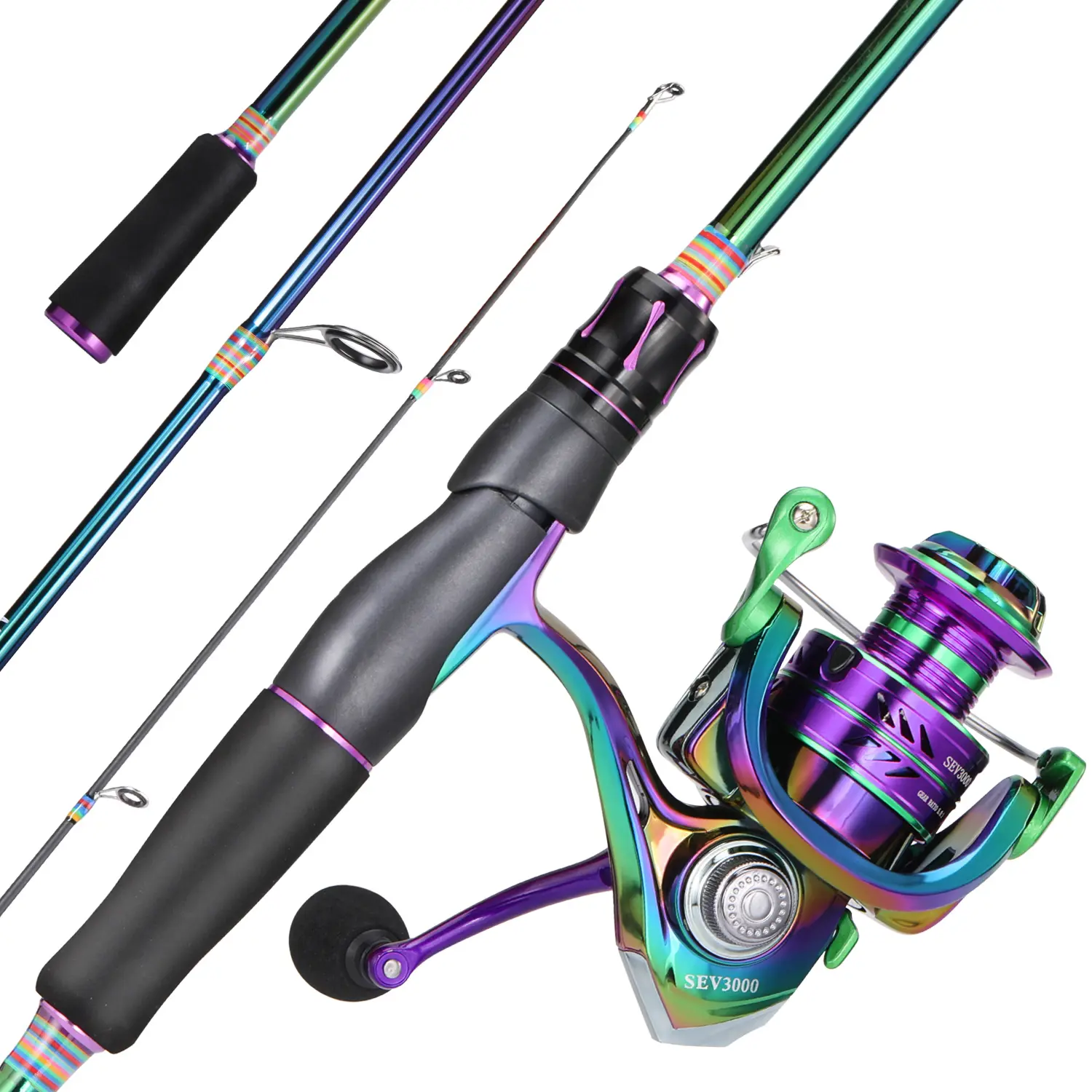 Sougayilang Spinning Rod Reel Combo, 2-Pc IM6 Graphite Blanks, Stainless Steel Guides with Ceramic Rings, Contoured EVA Handles, Fighting Butt, Saltwater-Ready Fishing Equipment