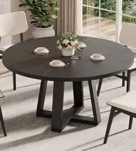 Garvee Round Dining Table for 4-6 People, 47" Modern Kitchen Dinner Table with Wooden Cross Pedestal Base for Living Room(Table Only)