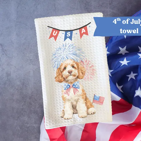 4th of July Dog Kitchen Towel- Home Decor 16x 24