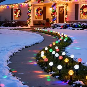 20pcs Multicolor Outdoor Solar LED Bubble Lights, Automatic On/off, Waterproof, 20 Leds, Decorative Garden Lights, Perfect for Christmas Decor, Pathway, Backyard, Lawn Decoration