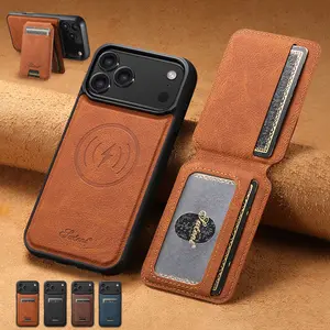 2in1 Removable Leather Card Wallet & Phone Case for iPhone 17 Pro Max 17 Air 16/15/14/13/12 Pro Max ,Waterproof Cow Hide Flip Stand Cover with MagSafe Wireless Charging Compatible #SummerVibes