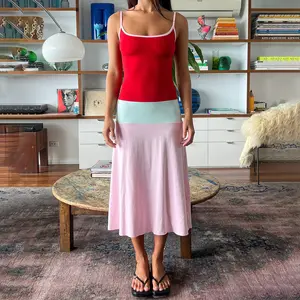 Strapless Low-cut Color-block Dress For Women