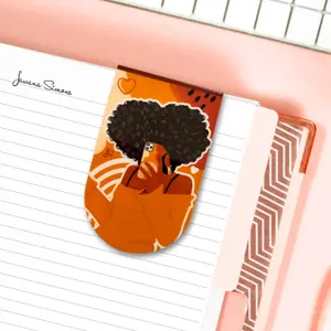 Sasha Magnetic Bookmark - Beautifully Illustrated Two-Sided Design for Books Notebooks Planners Journals 2" Tall Folded Size Cardstock Paper Laminated One Side