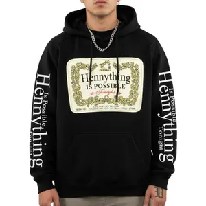 TFashion Graphic Hoodie - Hennything Is Possible, Autumn Medium Length Long Sleeve Casual Hoodie with Bold Eye-catching Design