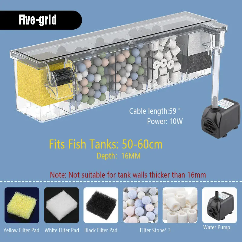 Multifunctional 3-in-1 Aquarium Filter - Top-mounted Drip Filter Box with Water Circulation, Oxygenation for Turtle Tanks, Multifunctional Aquarium Filter