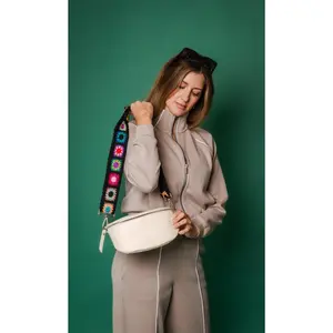 Cream Italian Leather Crossbody Bag