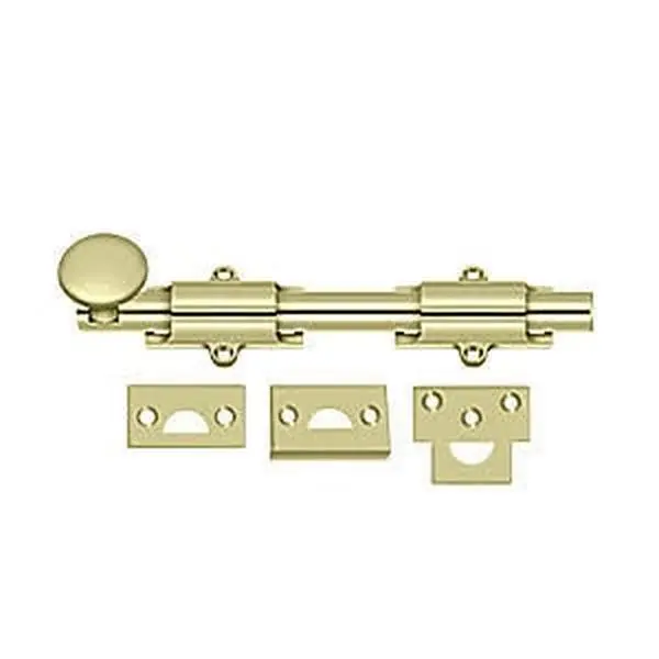 Deltana 8SB3-UNL Heavy Duty Surface Bolt, Unlacquered Solid Brass, 8 x 0.62 inches, 10 pc Box Set Extra Security Fastener for Tools & Hardware Applications, Unlacquered Brass