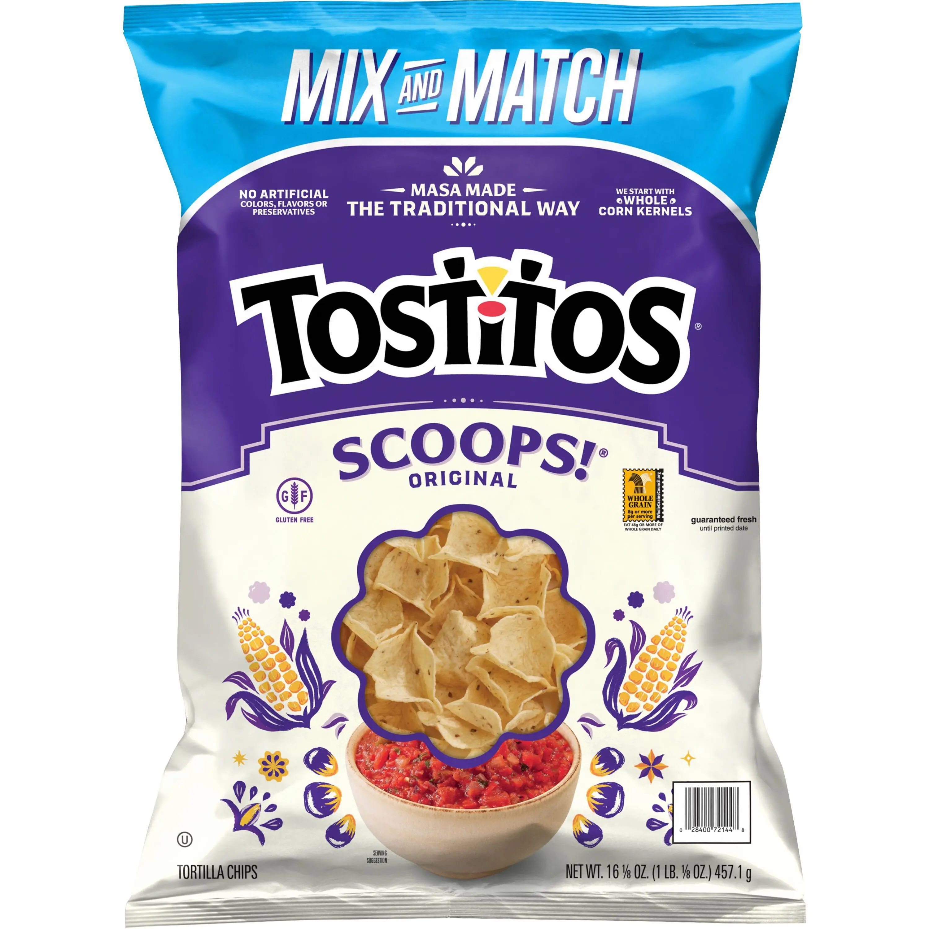 Tostitos Scoops! Original Fried Corn Crisps - 16.125 oz Crunchy Flavor Ambient Snacks, Party & Picnic Treats, Pantry Cupboard Storage Crisps & Puffed Snacks