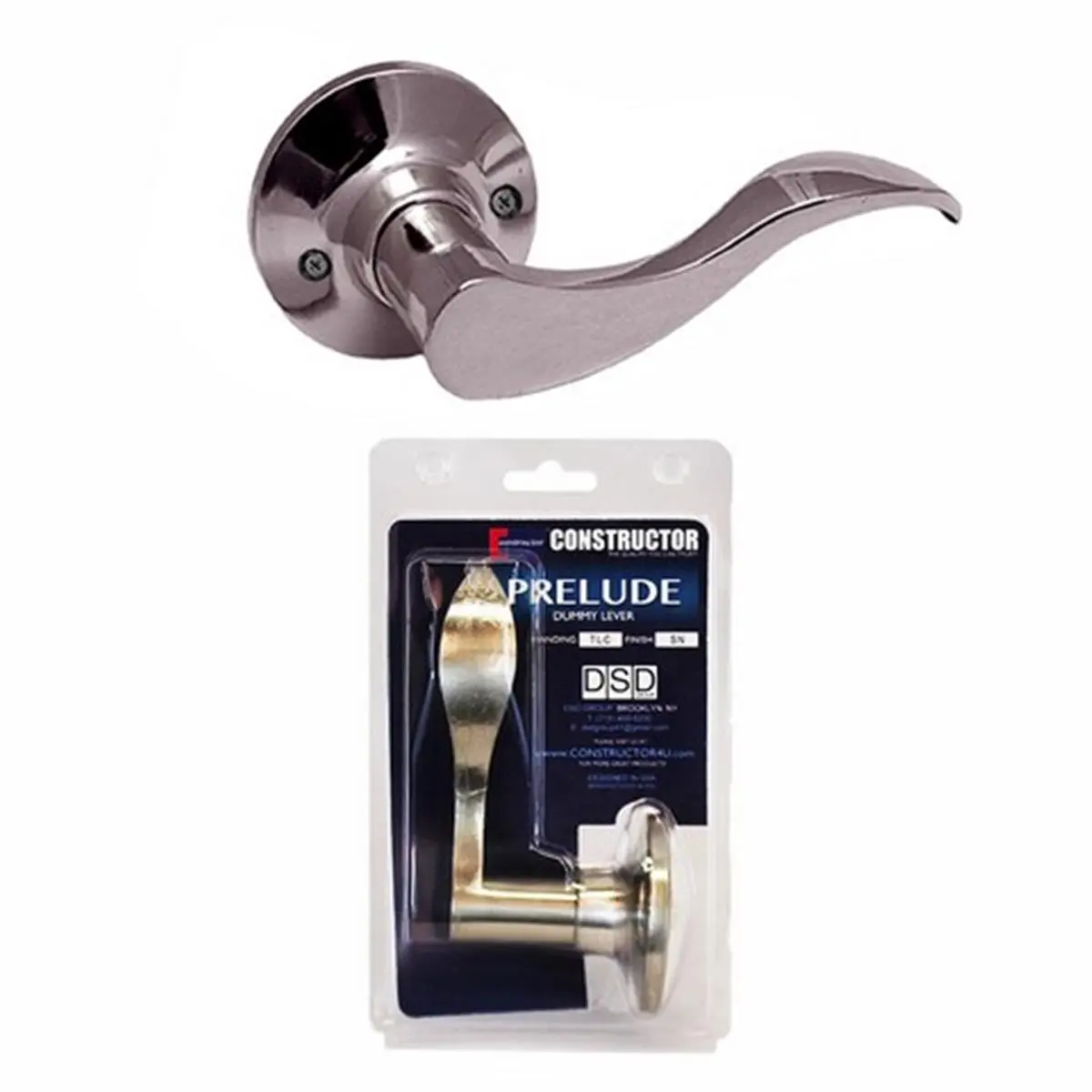 Constructor Prelude Dummy Right Lever Door Lock with Knob Handle Lockset - Satin Nickel, Dummy Lever Set with Solid and Steady Construction for Long Term Durability, Door Locks to Suit Your Taste and Style