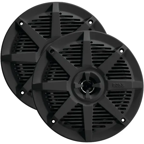 Pair Pack 5.25 in. Waterproof 2-Way Full-Range Marine Speakers, Black, 20kHz, 3.3 lbs, Treated Cloth Surrounds