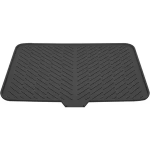 Luxet Silicone Dish Drying Mat 23 X 17 Grey with Built-in Drain Lip Hygienic Sturdy Compact Easy to Clean Tray Protects Surfaces Prevents Water Build Up
