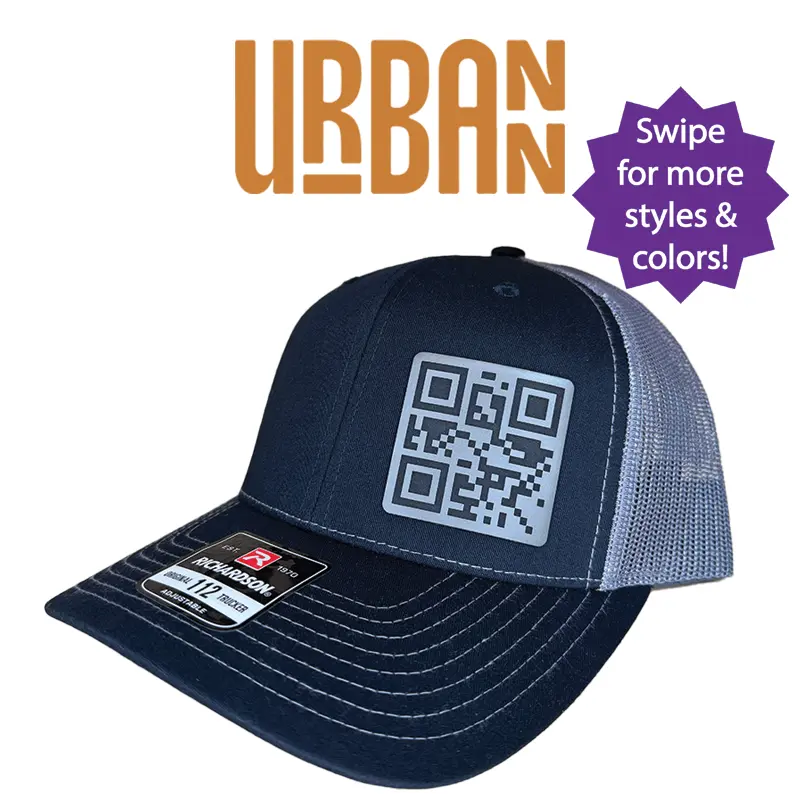 F Off QR Code Custom Hat - Leatherette Patch Trucker Style Hat trucker hat unisex hat