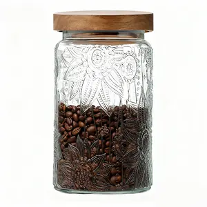 MIUVA 34 FL OZ Glass Jar with Airtight Lid & Anti-Skid Bottom for Dry Food Storage, Ground Coffee, Tea, Flour, Sugar, Salt, Nuts, Candy, Herbs, Spices & More, Transparent Bottle with Internal Silicone Thanksgiving tableware Valentine's Day gift Christmas