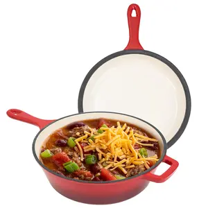 3QT Enameled Cast Iron 2-in-1 Dutch Oven with 1.5QT Skillet Lid