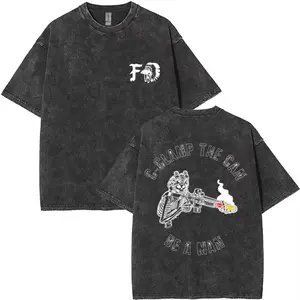 Men's Oversized Cotton Round Neck Short Sleeve T-Shirt - High-Quality Menswear Top, Washed Finish, Digital Print, All-Seasons Streetwear Casual Tshirt