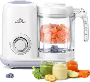 Baby Food Maker, 4 in 1 Baby Food Processor and Steamer, Puree Blender, Multifunctional Baby Puree Maker, Dishwasher Safe (White) BFM001 auto cooking