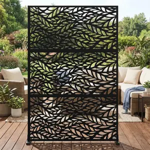 Garvee 72" h × 47" w Outdoor Privacy Screen, Laser Cut Metal Garden Divider Panel, Freestanding Weatherproof Privacy Fence for Patio Deck Backyard Balcony
