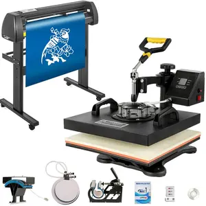 fathersdaygift VEVOR Digital Clamshell 15 X 15 (38 X 38cm) Heat Transfer Press+ 28 Inch Vinyl Cutter Machine Kit Software