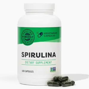 Vimergy Spirulina Capsules, Greens Supplement, Rich in Phytonutrients like Chlorophyll Spirulina Blue Green Algae Powder in Capsules - Non-GMO Vegan – Vegan, Kosher, Gluten-Free – 180 Capsules