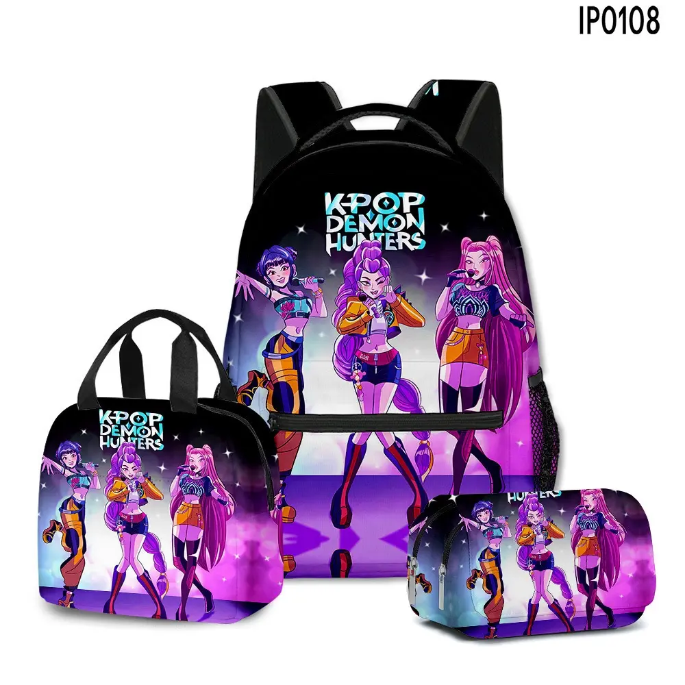 2026 New 3D K-POP 3Piece Set: SchoolBackpack, Lunch Bag, and Pencil Casefashionable and versatile,casual and trendy,suitable for school