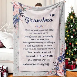 Gifts for Grandma from Grandchildren - Grandma Birthday Gifts Blanket, Grandma Gifts for Mother's Day, Christmas, Thanksgiving, Fluffy Blanket for Gifts for Grandma-280GSM