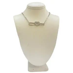 Bailey Spinn -  I'm a Lover Pendant Necklace with Rhinestone Safety Pin on Paperclip Chain Hypoallergenic Silver 16" Length for Modern Fashionistas