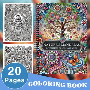 One adult mandala dream mushroom meditative coloring book, double helix binding, A4 paper, creative and relaxing, suitable for holiday and birthday gifts, party gifts, Christmas gifts, drawing and art.