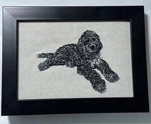 Merle Poodle Doodle Dog Machine Embroidered and Framed! Unique Canine Charm Tabletop Decor for Home or Office! Other Designs and Breeds Available! Desktop Decoration Signs