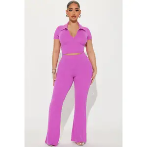 Josie Ribbed Pant Set - Magenta