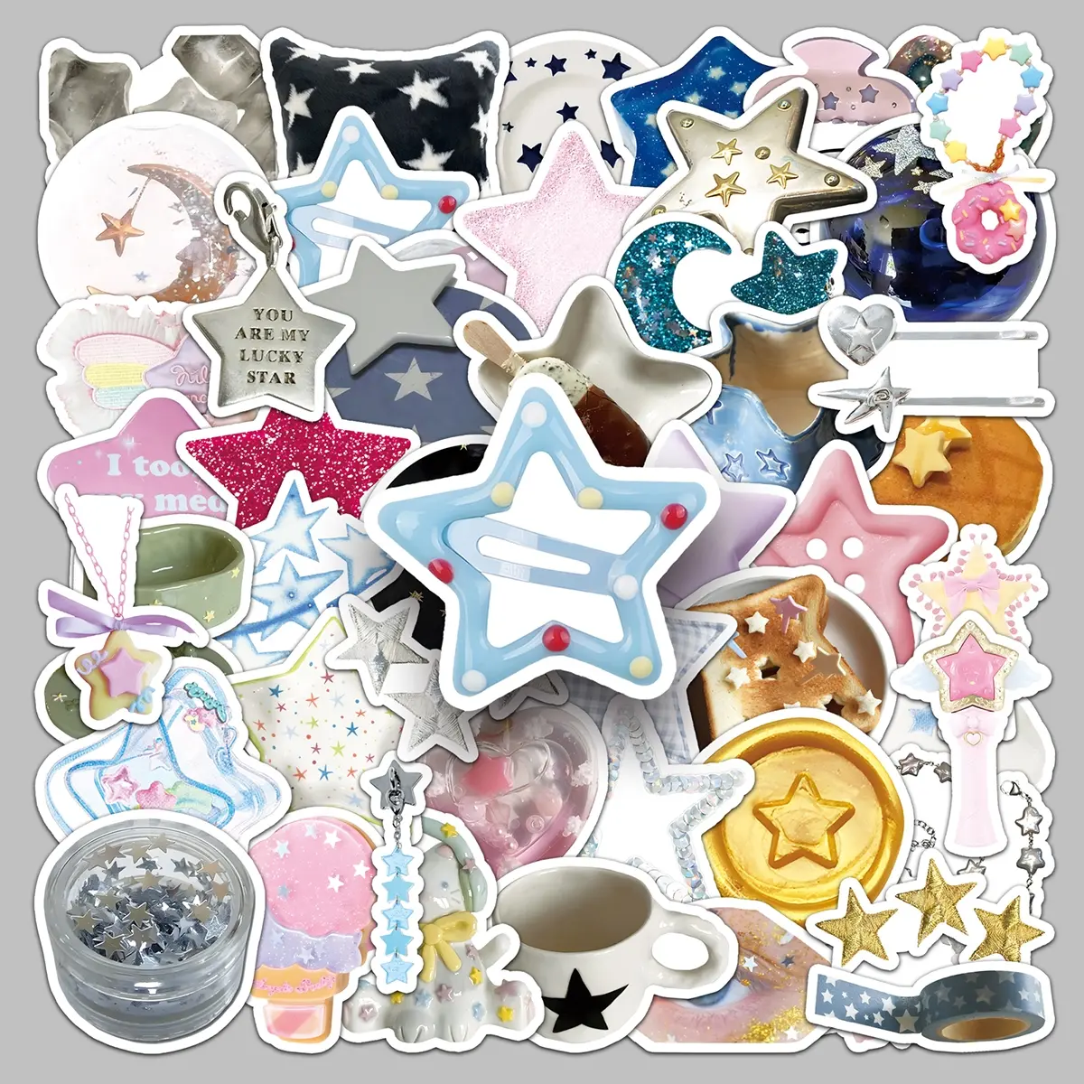 50pcs star wind creative trend graffiti personality Aesthetic Stickers scooter guitar water cup computer cartoon waterproof sticker Sticker Packs Stickers Kit