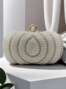 New Sweet Fashion Rhinestone Diamond Pattern Pearl Ring Head Bag, Party Handbag, Evening Gown Bag, Evening Clutch, Elegant Accessory