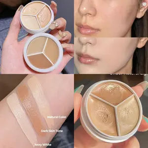 Three-Color Concealer Palette, Hydrating Texture, Long-Lasting Coverage, Waterproof and Sweatproof, Lightweight, Flawless and Natural Finish