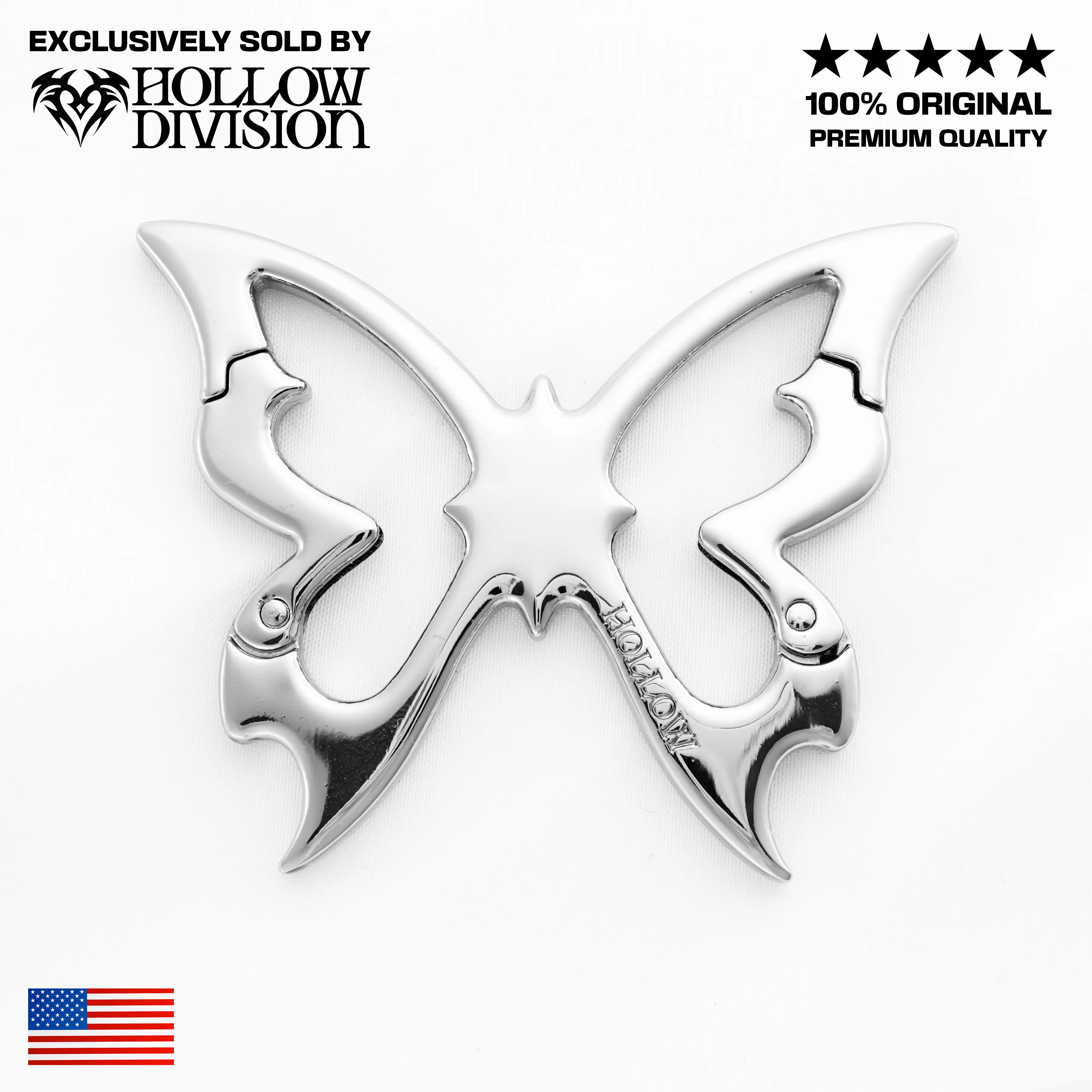 Hollow Monarch Carabiner - Original Gothic Butterfly Metal Keychain, Heavy Duty, Bold Design, Zinc Alloy, Perfect for Keys, Bags & Fashion Accessories