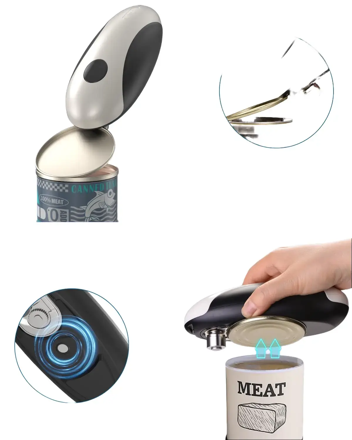 Tormida USB Rechargeable Electric Can Opener, 1-Touch Hands-Free Automatic with Smooth-Edge Cutting & Lid Remover, Food-Safe, Ideal for Seniors & Arthritis, High-End White Specialty Kitchen Appliance
