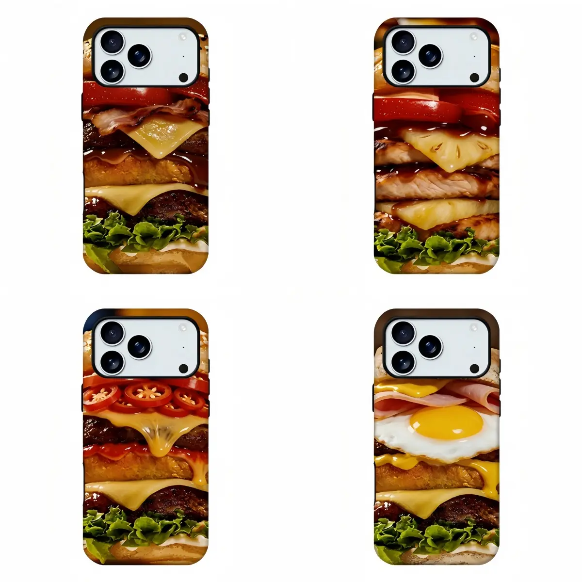 Realistic Giant Hamburger Delicious Fast Food Print Phone Case, Yummy Food Aesthetic Funny Novelty Shockproof Trendy Phone Shell for iPhone11 12 13 14 15 16 17pro max and Samsung S21-S26 .Perfect for Her/HimGirly Phone Caseslovely gift