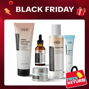 VGO Skincare Five-Step Routine provides daily repair and hydration, improving skin condition with deep moisture for a radiant complexion