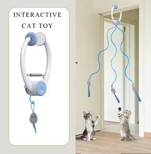 Electric Cat Teaser with Interactive Pet Toy, Rechargeable Door Clip Design, Rotation and Jumping, Stimulates Mind & Body, Cat Toys, Cat Stuff