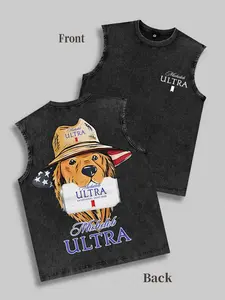 American Tavern Style Michelob Ultra Fun Surrounding Dog Theme Tank Top, Golden Retriever Illustration Holding Michelob Ultra Beer Can Pattern Tank Top, American Beer Culture Fun Pet Meme Relaxing Atmosphere Dressing