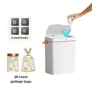 14L Automatic Sensor Trash Can, Rechargeable Smart ABS Material Trash Can with 2 Counts Hook & 20pcs Garbage Bag, Suitable for Office, Home, Bedroom, Living Room, Kitchen, Bathroom