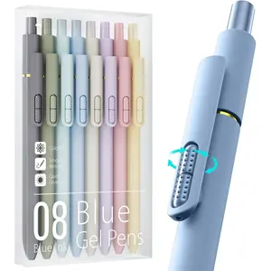 8 count Blue Gel Pens - 0.7mm Medium Point Blue Ink Pens | Smooth Writing - Quick Drying Retractable Pen for Men Women (Morandi - 8 count)