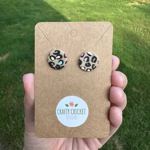 Rainbow Cheetah Print Polymer Clay Stud Earringd