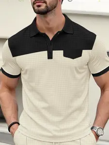2026 New Men's Set, Christmas Gift, Friday, Summer Clothing, Running Top, Waffle Shirt, Polo, Short Sleeve, Hoodie, Shirt, T-Shirt, Buttoned, Casual, Fashionable, Spring, Summer, Fall
