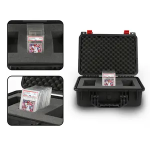 Graded Card Storage Box Heavy Duty Case Slab Holder Protector Weatherproof , Compatible With BGS PSA SGC FGS Graded Sports Trading Cards, Weatherproof Case Impact Absorbing Foam Slots (Large, Red & Black)